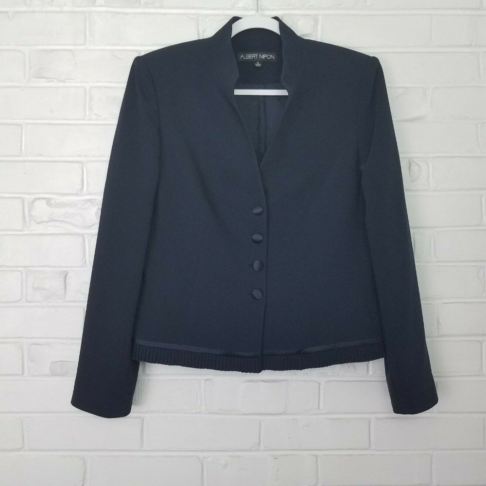 Albert Nippon Dk.Blue Silk Suit Jacket Sz. 10 EUC